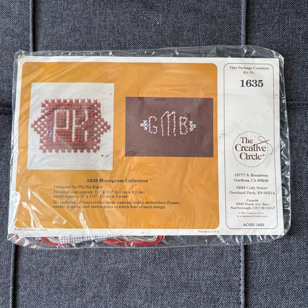 Monogram Collection Vintage Stamped Embroidery Kit by The Creative Circle - 1984